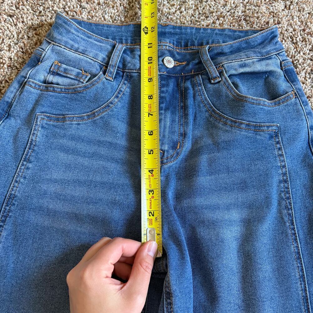 Sidefeel Womens Wide Leg Stretch Denim Blue Jeans Size 4 Panel - Picture 6 of 7
